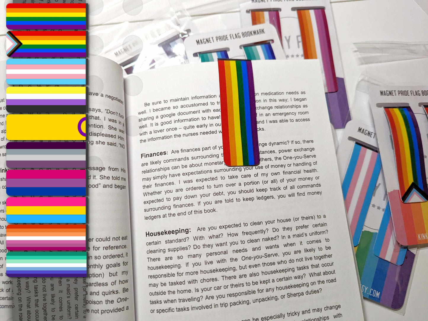 Magnetic Pride Flag Bookmark Set - LGBTQ+ Planner & Book Accessories | Rainbow Trans Lesbian Bookmarks (Set of 2)