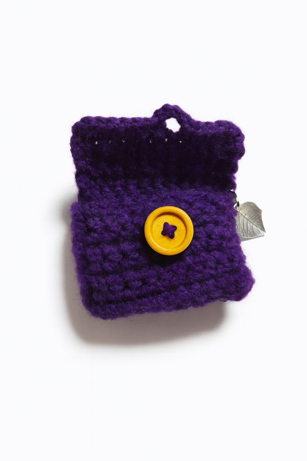 Crochet Earbud Pockets - Handmade Yarn Protective Holder with Brass Charm | Unique Tech Accessory