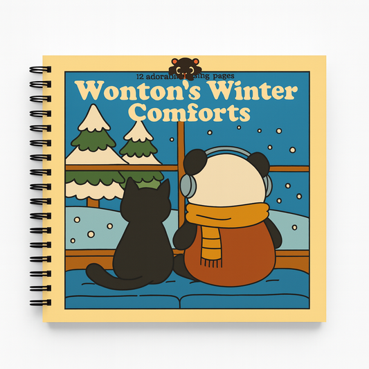 Wonton's Winter Comforts Coloring Book | 7x7" Cozy Cottagecore Art Book