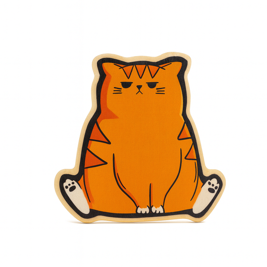 Mr. Grump Cat Wooden Pin | Funny Grumpy Cat Accessory | Handmade Wooden Lapel Pin