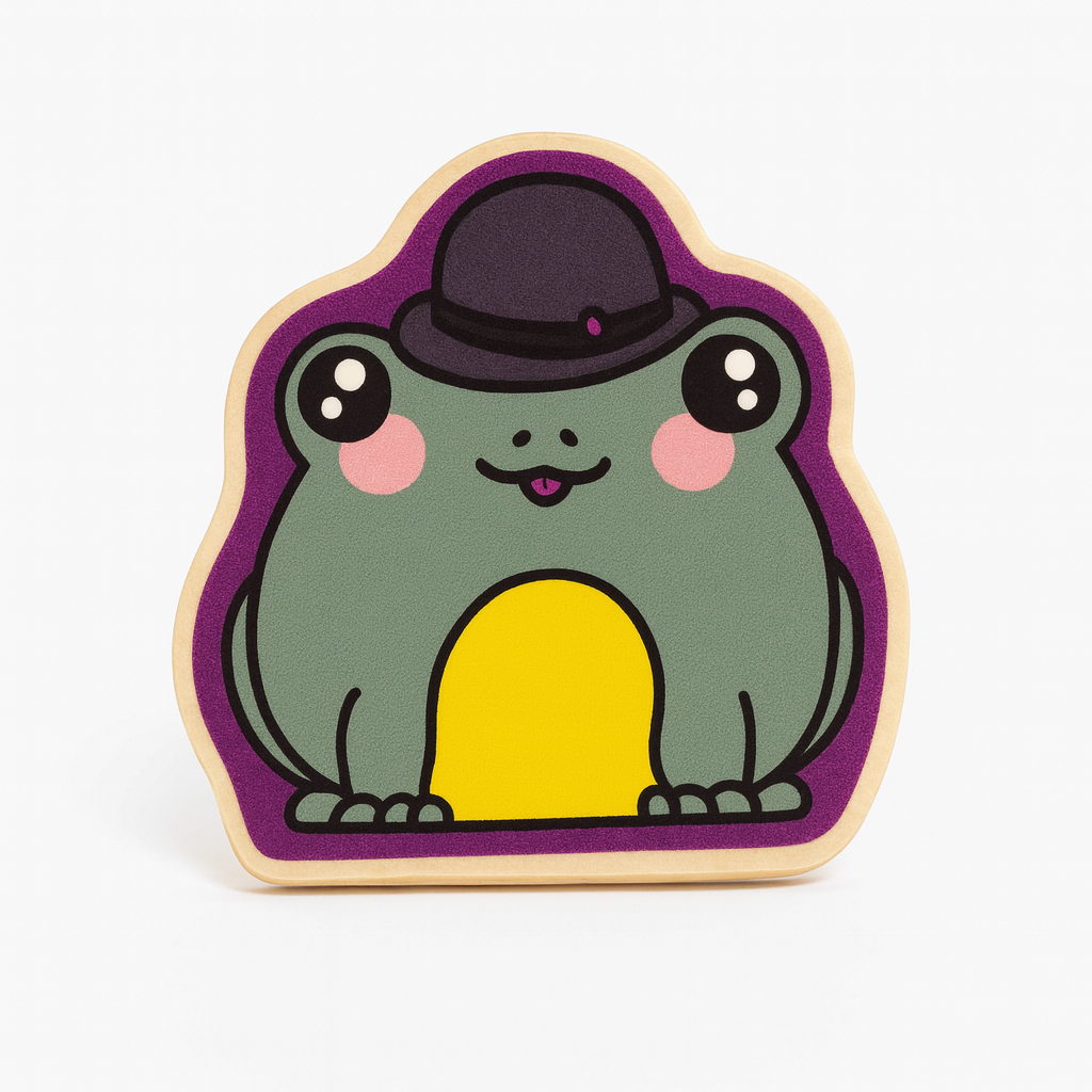 Edgar Frog Bowler Hat Wooden Pin | Cute Frog Accessory | Quirky Wooden Lapel Pin