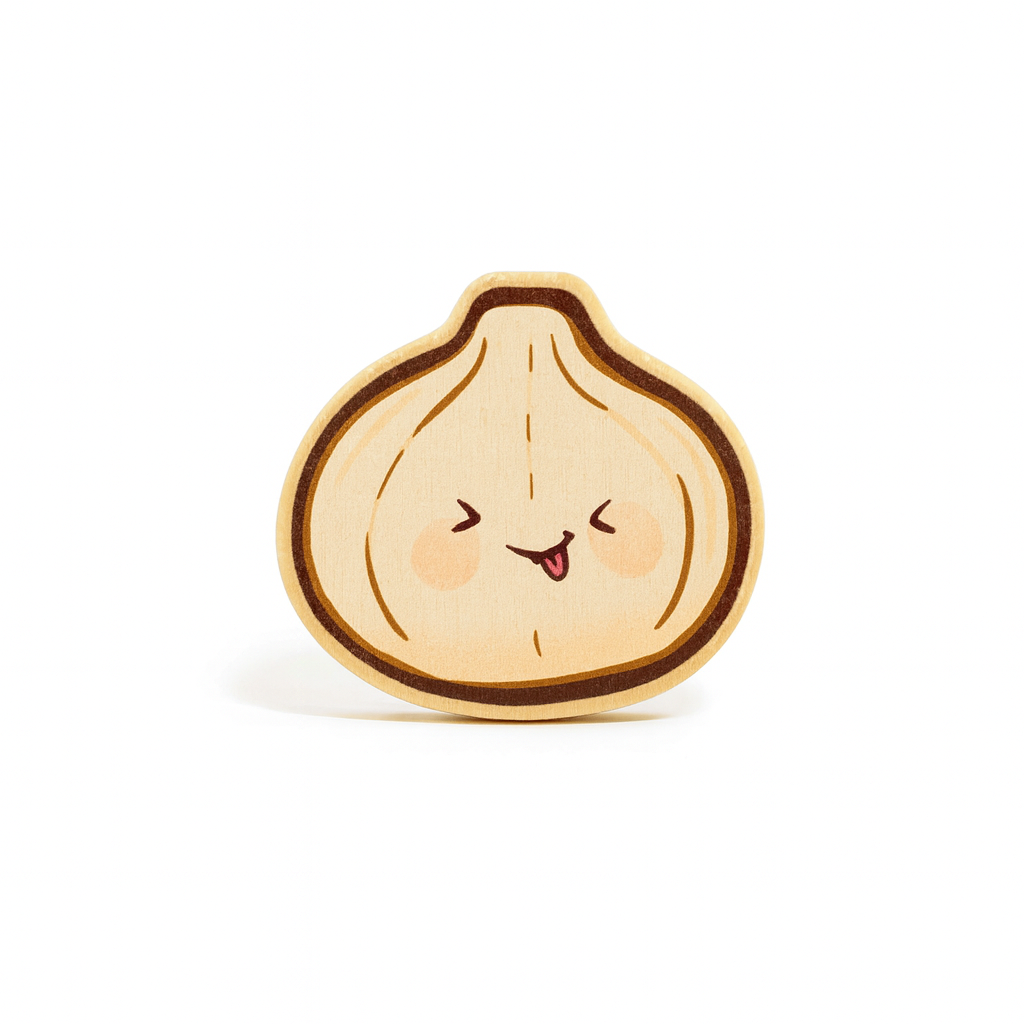 Cheesy Dumpling Wooden Pin | Cute Food Accessory | Handmade Kawaii Lapel Pin