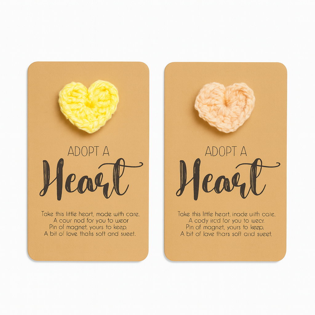 Adopt a Heart Pin or Magnet - Handmade Crochet Heart Accessory 1.5" | Cute Gift for All Ages