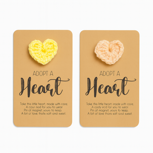 Adopt a Heart Pin or Magnet - Handmade Crochet Heart Accessory 1.5" | Cute Gift for All Ages