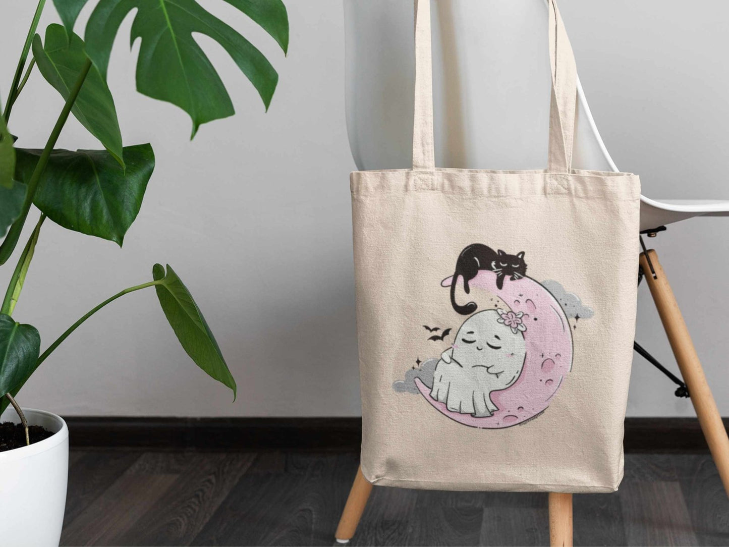 Ghost Moon Tote Bag - Tote Bag - UpperRoomPrints