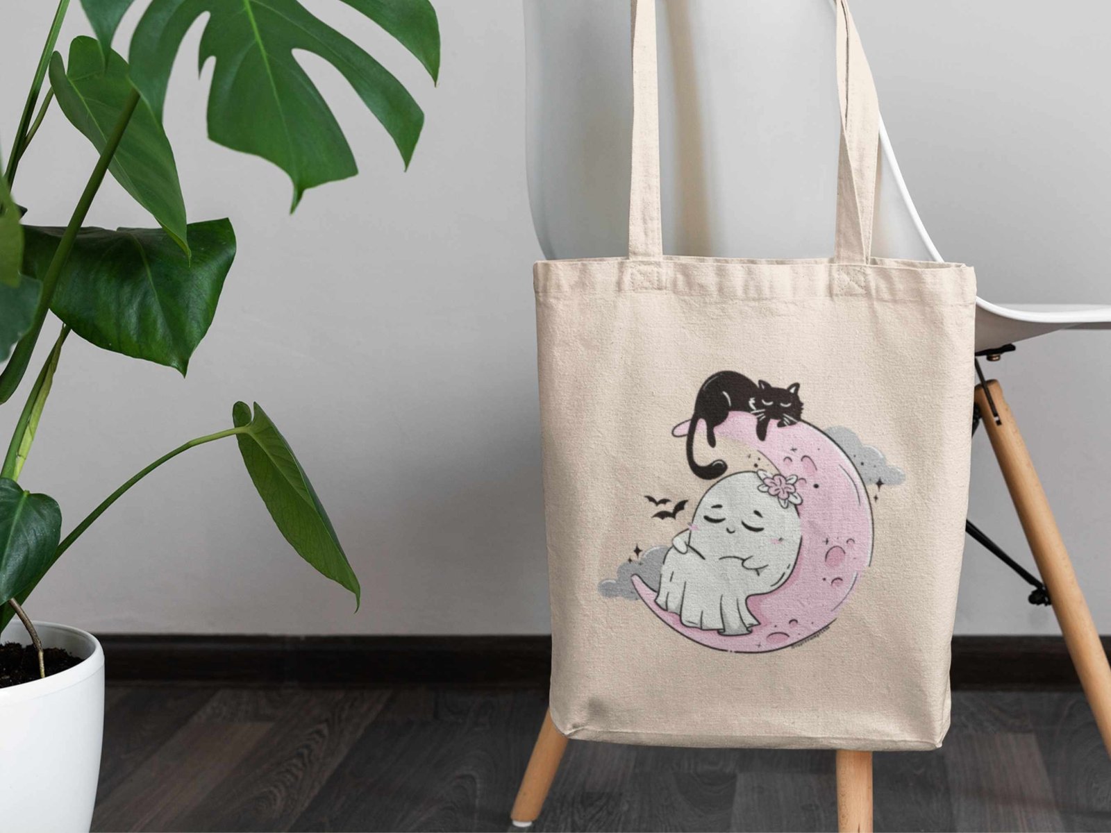 Ghost Moon Tote Bag - Tote Bag - UpperRoomPrints