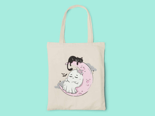 Ghost Moon Tote Bag - Tote Bag - UpperRoomPrints