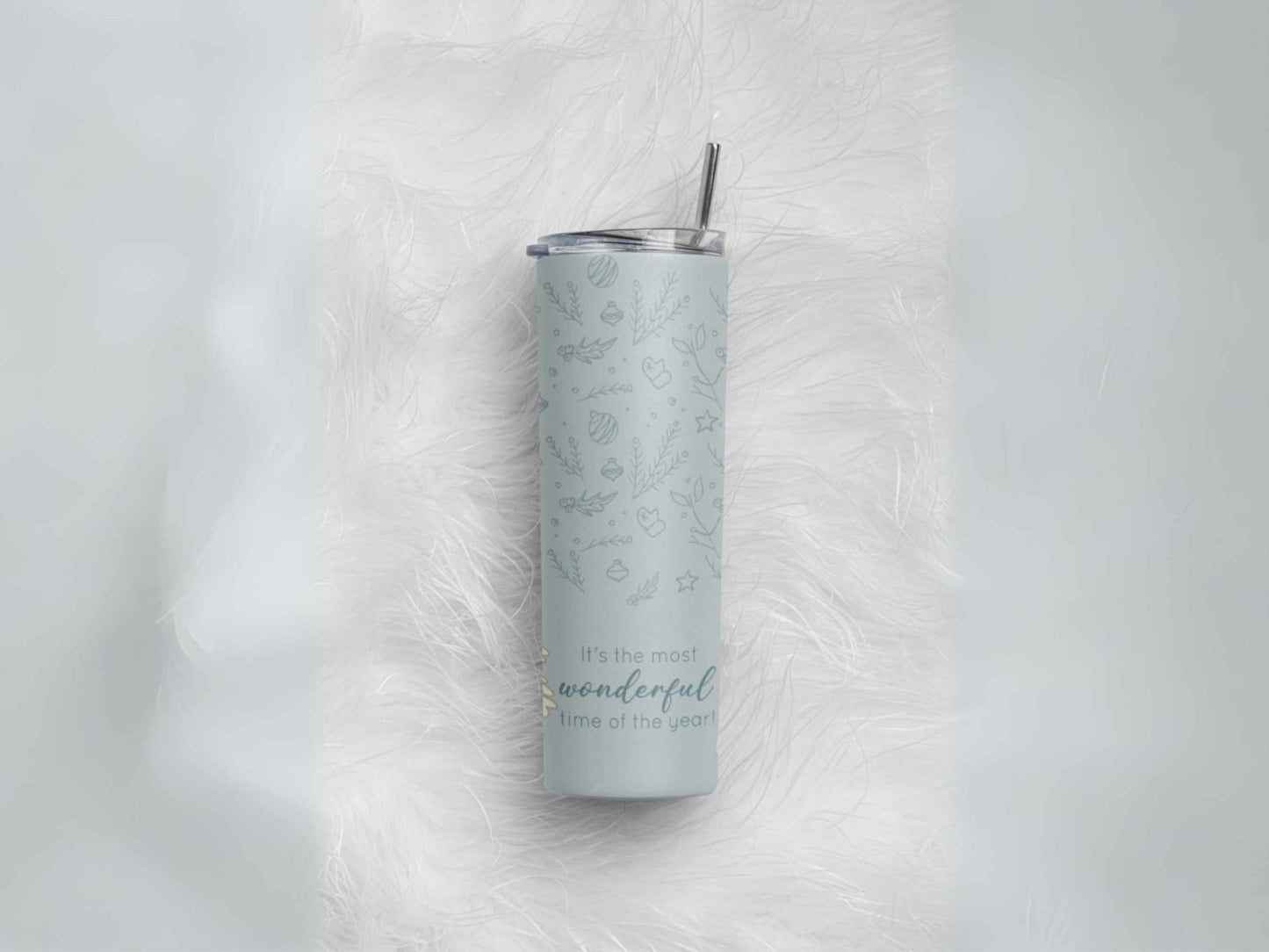 Insulated Christmas tumbler with Best Time of the Year design, perfect holiday gift for coffee lovers