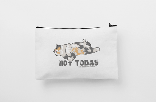 Not Today Carry - All Pouch | Funny Cat Canvas Bag | Small Zipper Makeup & Travel Pouch - Canvas Bag - UpperRoomPrints