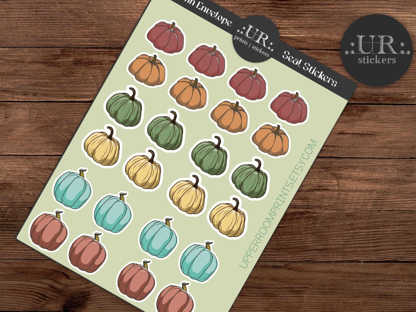 Autumn Pumpkin Envelope Seal Stickers - Stickers - UpperRoomPrints