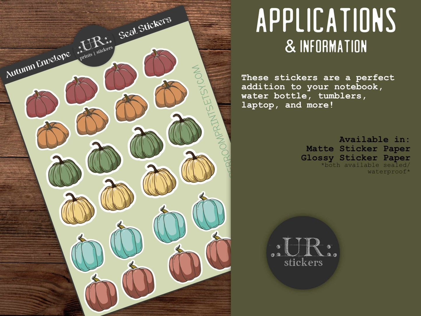 Autumn Pumpkin Envelope Seal Stickers - Stickers - UpperRoomPrints