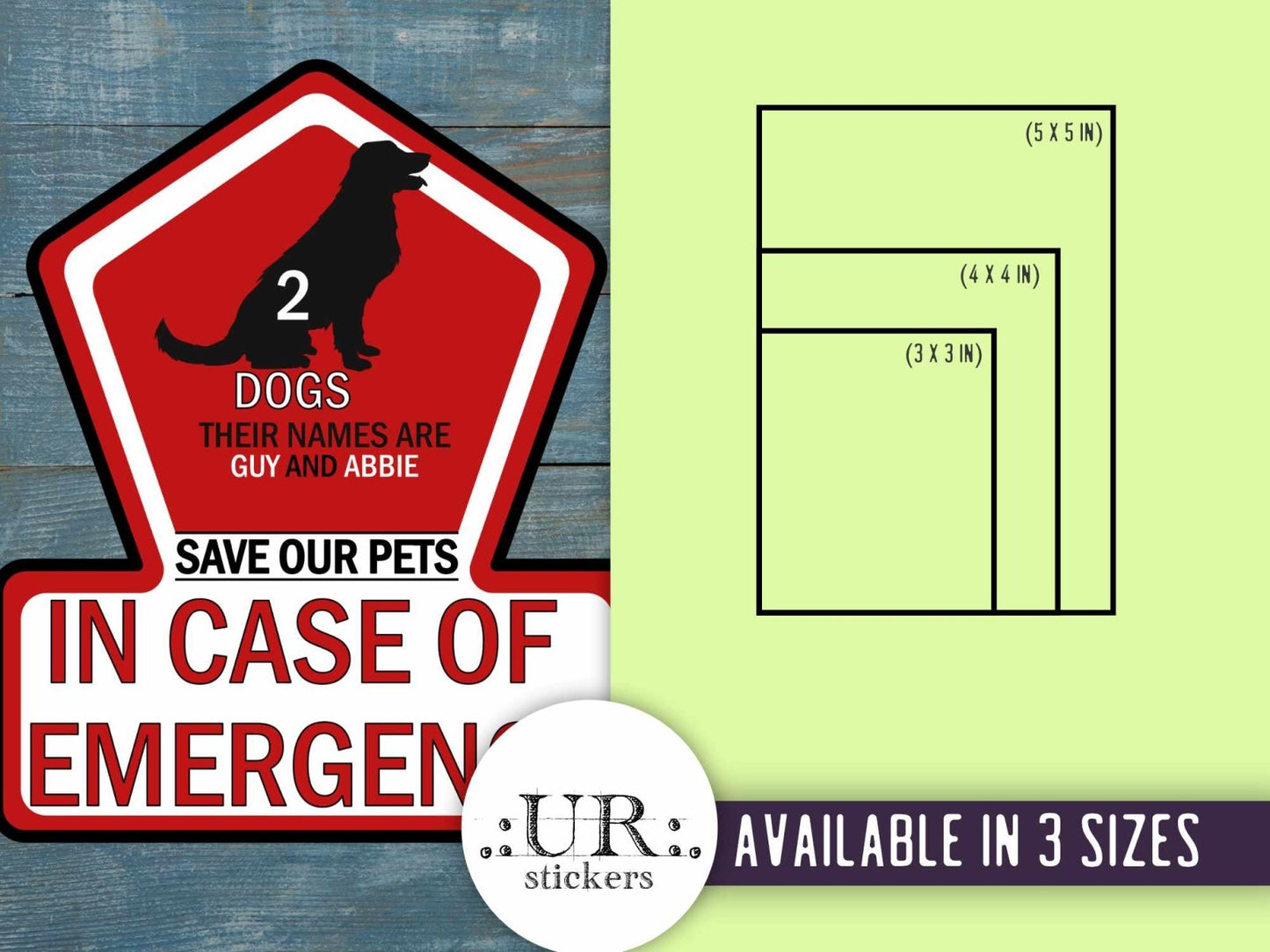 Customized Pet Emergency Sticker with Names - Stickers - UpperRoomPrints