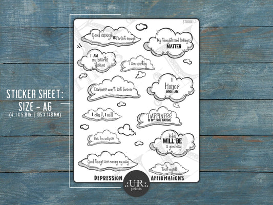 Depression Affirmation Sticker Sheet - Stickers - UpperRoomPrints