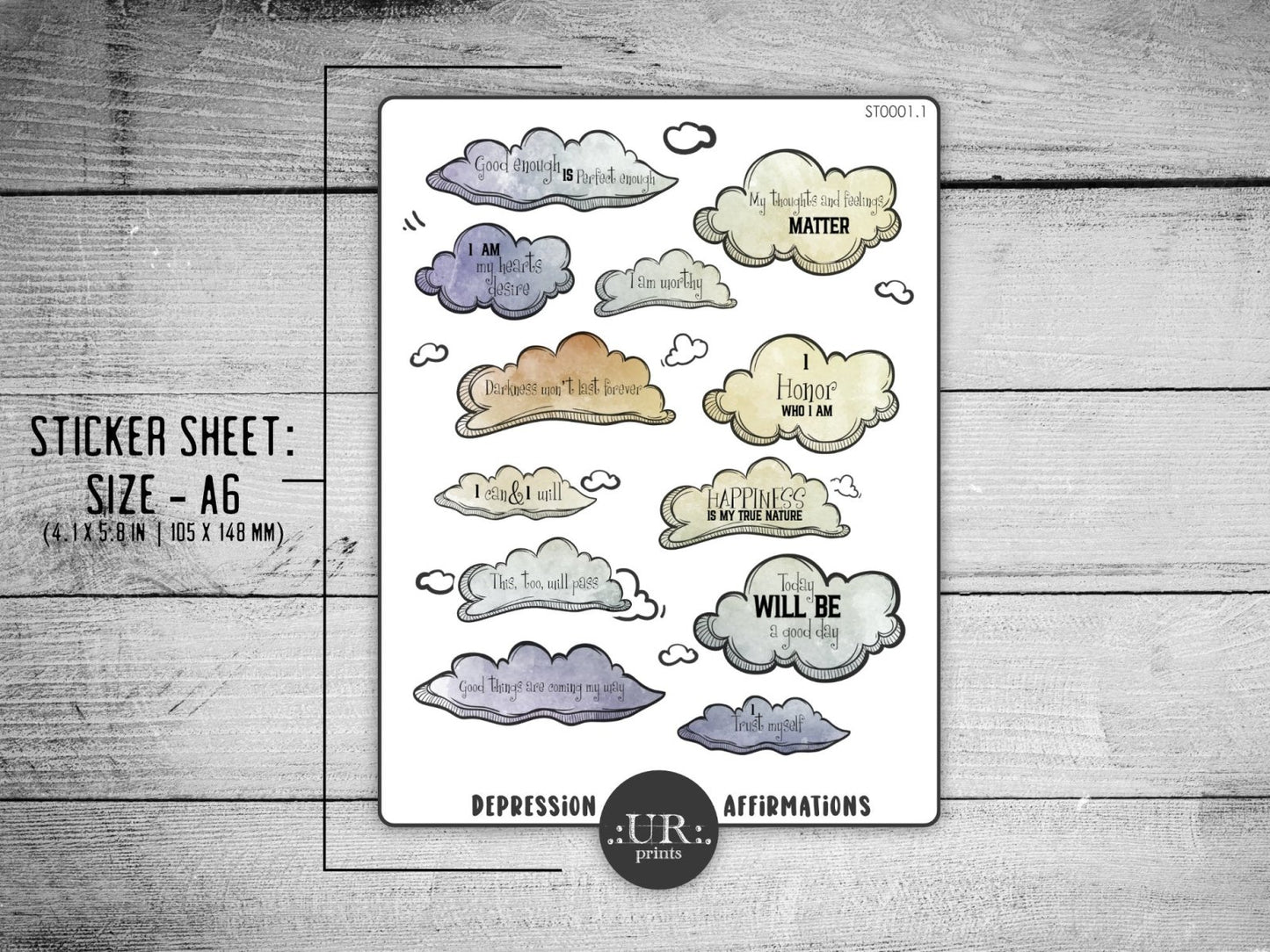 Depression Affirmation Sticker Sheet - Stickers - UpperRoomPrints