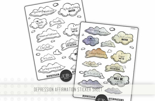 Depression Affirmation Sticker Sheet - Stickers - UpperRoomPrints