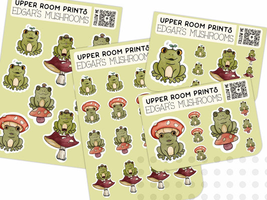 Edgar's Mushrooms Sticker Sheet - Stickers - UpperRoomPrints