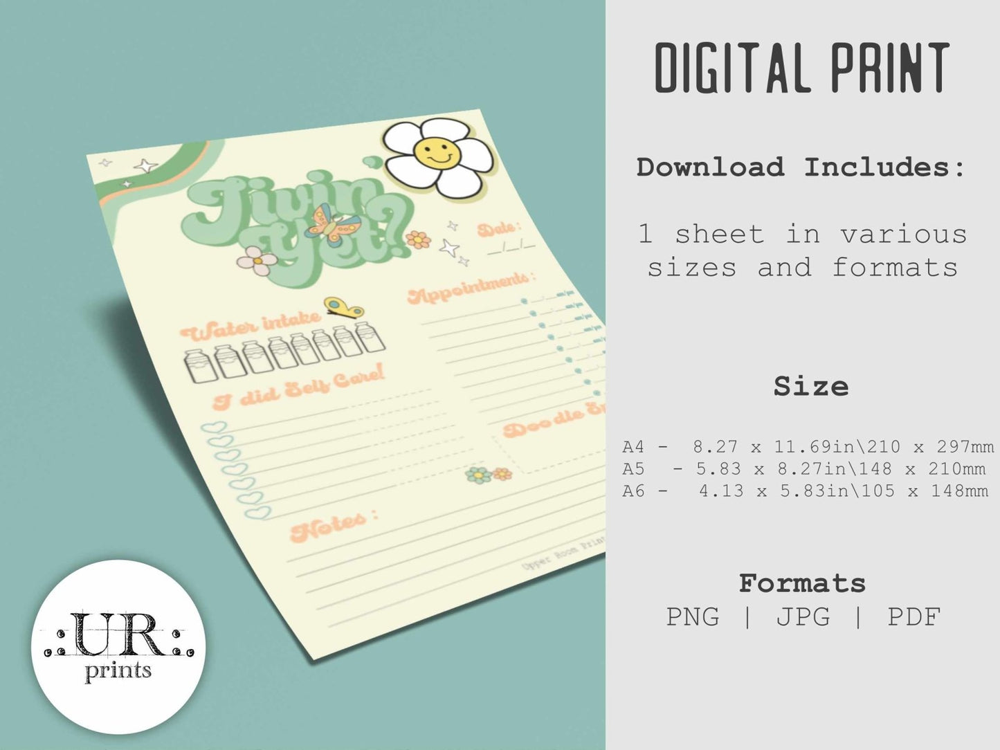 Groovy Daily Planner Sheet for Women - Printable - UpperRoomPrints