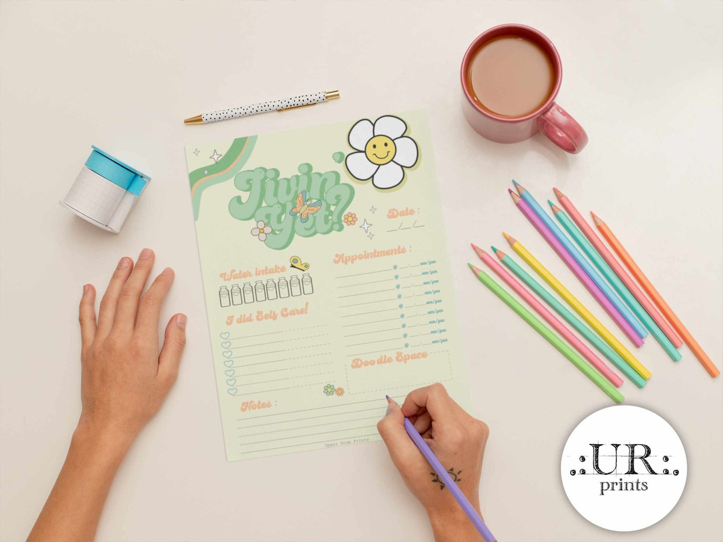 Groovy Daily Planner Sheet for Women - Printable - UpperRoomPrints
