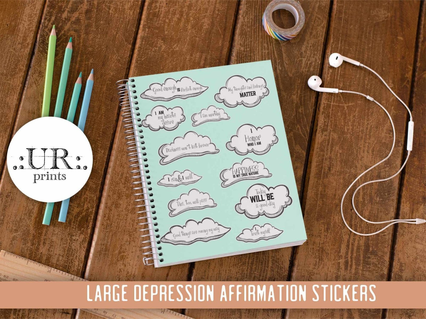 Large Affirmations Stickers - Large Depression Affirmation Stickers - Stickers - UpperRoomPrints