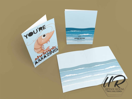 Shrimply Awesome Punny Greeting Card - Greeting Cards - UpperRoomPrints