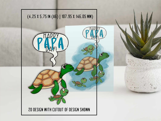 Swimming Papa Turtle Father's Day Card - Greeting Cards - UpperRoomPrints