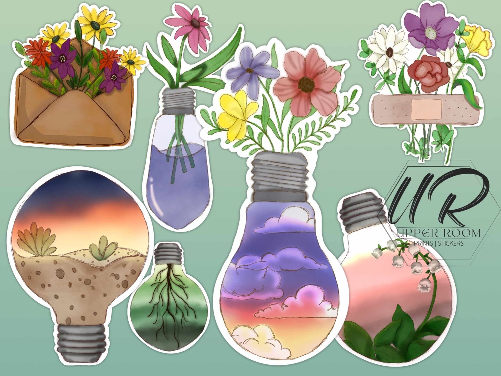 Watercolor Flower Sticker Set - Spring Collection 2023 - Stickers - UpperRoomPrints