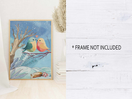 Winter Love Birds Print - Prints - UpperRoomPrints