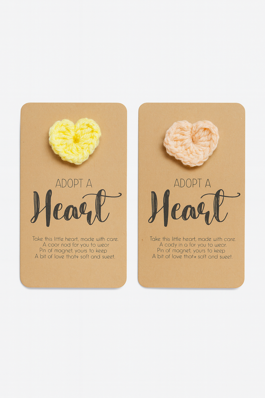 Adopt a Heart Pin or Magnet - Handmade Crochet Heart Accessory 1.5" | Cute Gift for All Ages
