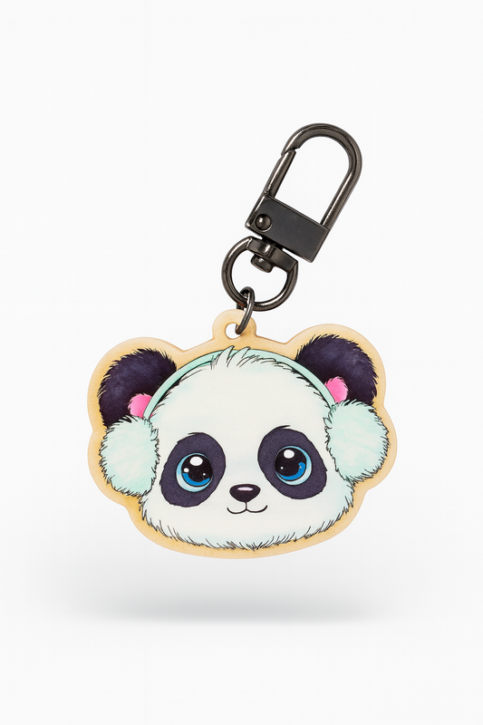 Wonton Panda Keychain - Cute Wooden Character Accessory | Adorable Cottagecore Keyring