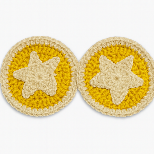 Crochet Nook Coin Coaster Set - 2-Pack Animal Crossing Inspired Yarn Coasters | Gamer Home Decor