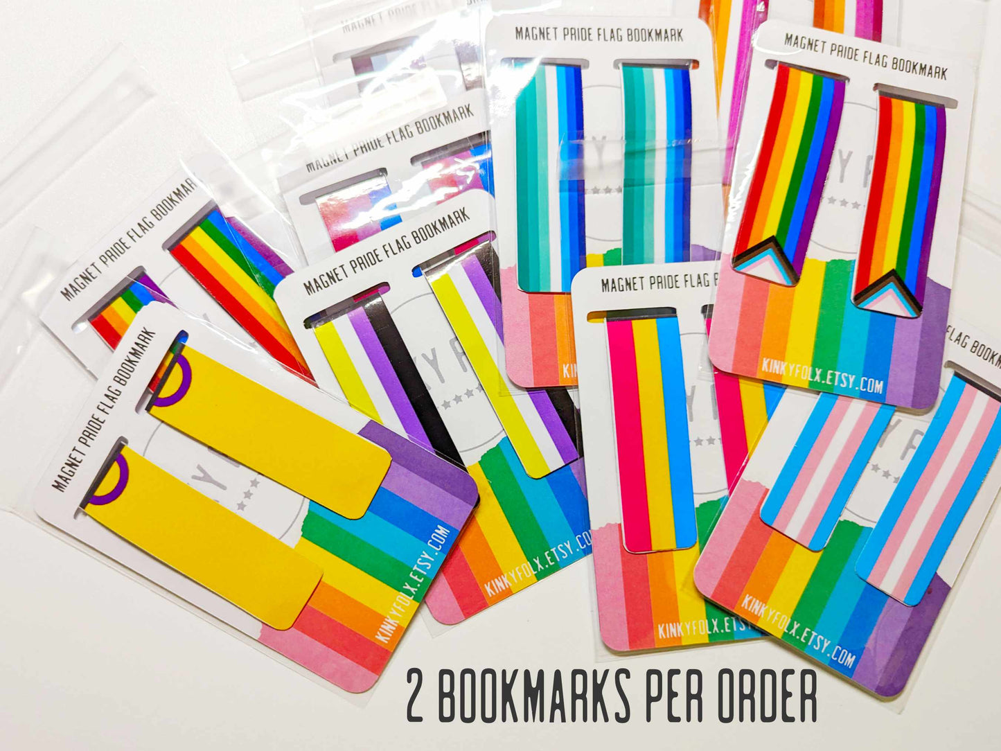 Magnetic Pride Flag Bookmark Set - LGBTQ+ Planner & Book Accessories | Rainbow Trans Lesbian Bookmarks (Set of 2)