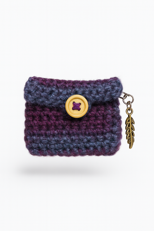 Crochet Earbud Pockets - Handmade Yarn Protective Holder with Brass Charm | Unique Tech Accessory