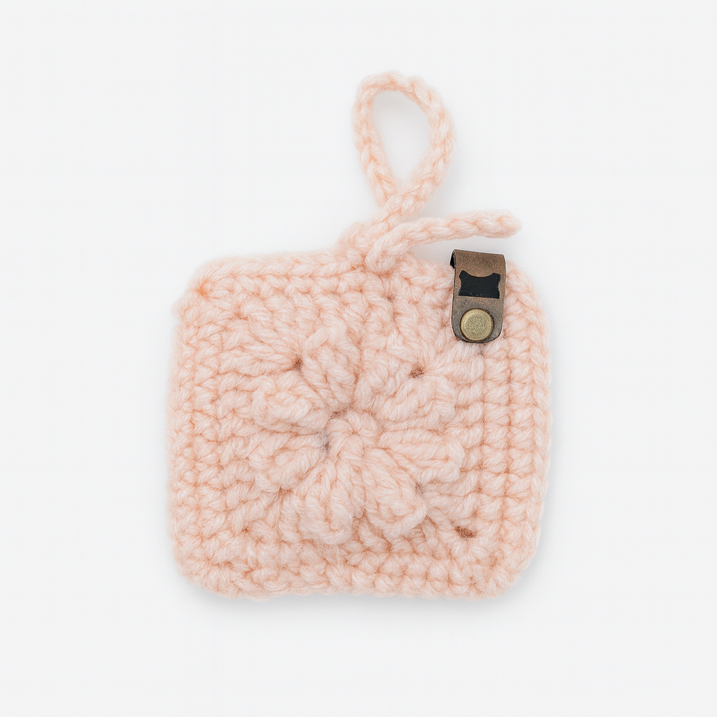 Boho Bag Charm - Handmade Crochet Keychain with Granny Square Design | Custom Color Purse Charm
