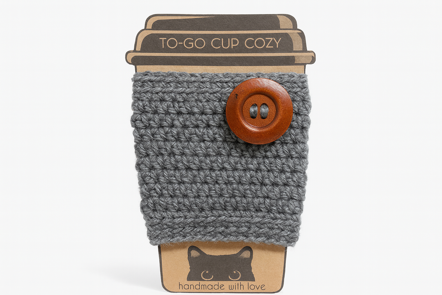 Cozy Sweater Drink Cozy - Handmade Cup Sleeves in Fall Colors | Crochet Mug Warmer in Purple, Orange & Grey