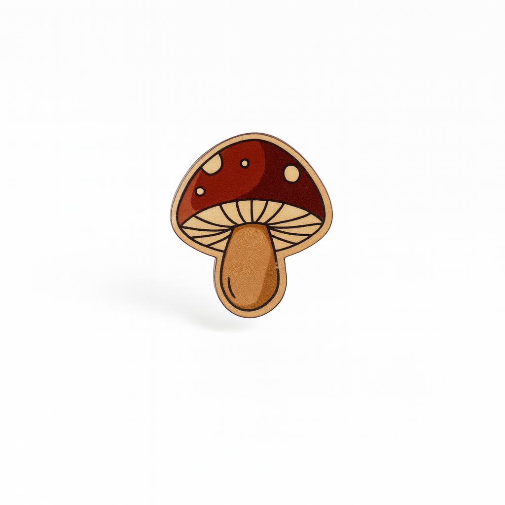 Mushroom-shaped pin on a white background