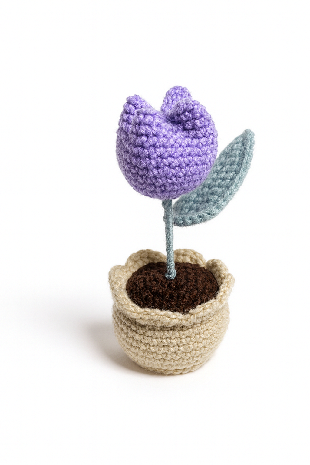 Crochet Buddies Handmade Tulip in Pot Plush - Cottagecore Spring Decor | Pink Purple Yellow Flower
