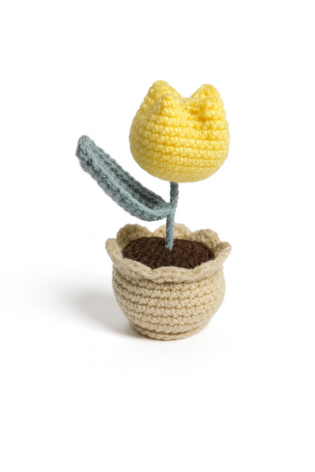 Crochet Buddies Handmade Tulip in Pot Plush - Cottagecore Spring Decor | Pink Purple Yellow Flower