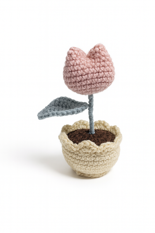 Crochet Buddies Handmade Tulip in Pot Plush - Cottagecore Spring Decor | Pink Purple Yellow Flower