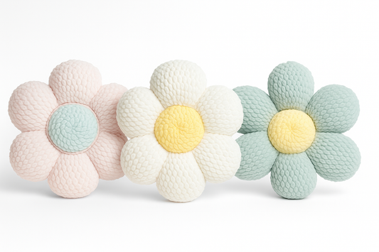 Large Crochet Flower Pillows - Handmade Plush Home Decor 10-12 Inches | Cottagecore Cushions