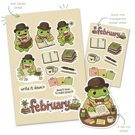 Monthly Sticker Subscription – Pocket Post (Sticker Sheet, mini clear sticker sheet & Die-Cut)
