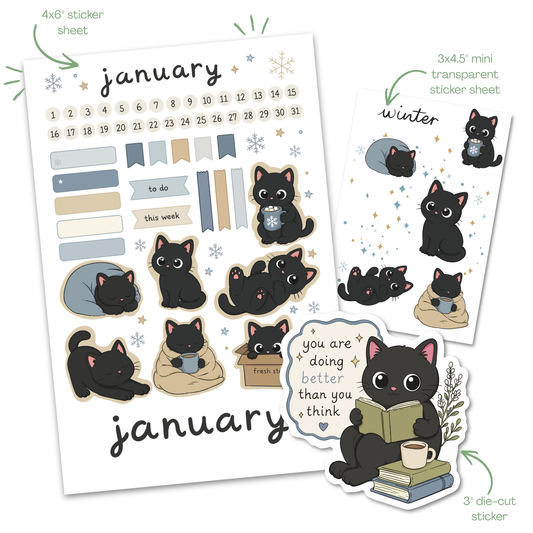 Monthly Sticker Subscription – Pocket Post (Sticker Sheet, mini clear sticker sheet & Die-Cut)