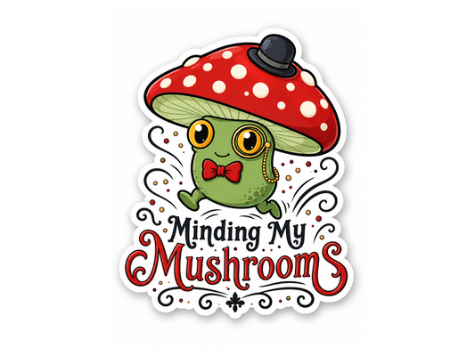 Minding My Mushrooms Edgar die-cut sticker product photo