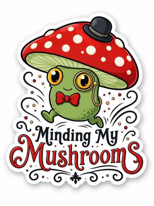 Minding My Mushrooms Edgar Sticker | Mythical Chaos Collection