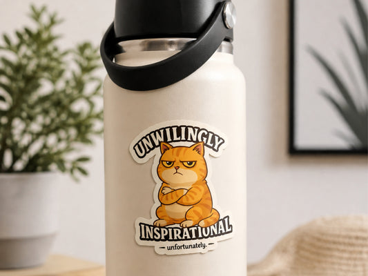 Mr Grumps sarcastic sticker on water bottle funny grumpy cat sticker