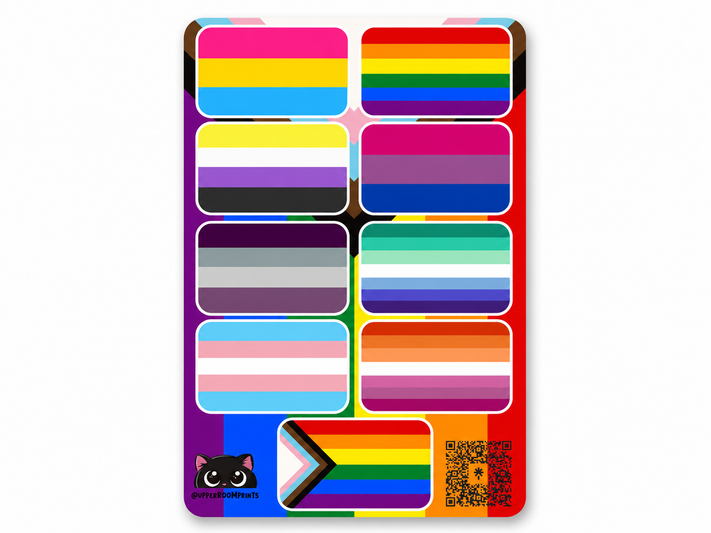 Set of colorful stickers with various designs on a white background