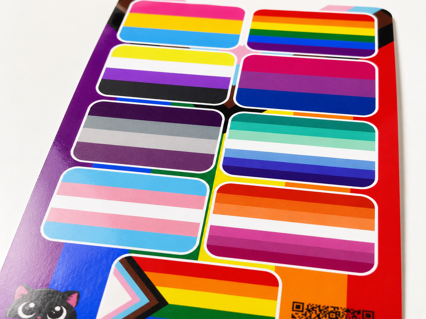 Colorful striped stickers on a white background
