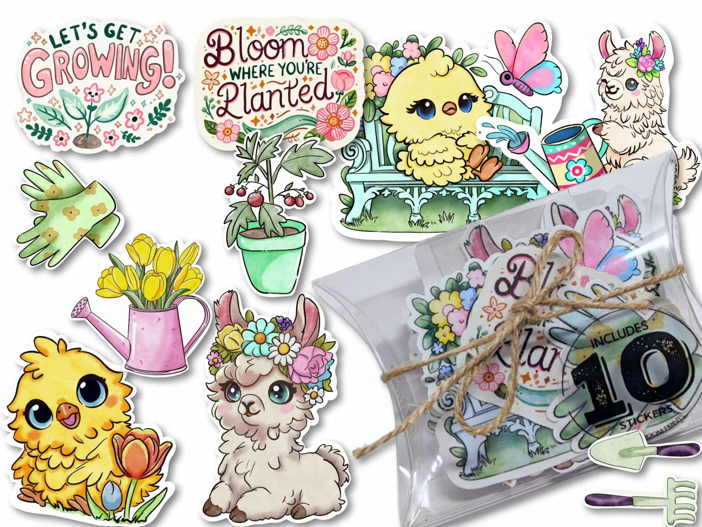 A Garden Party Sticker Pack | Cottagecore Spring Stickers | Waterproof Journal & Planner Stickers - Stickers - UpperRoomPrints