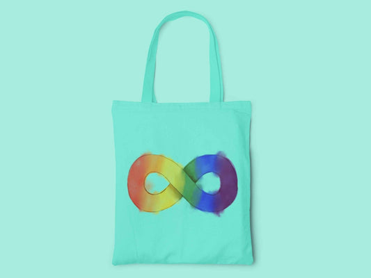 Autism Infinity tote bag 16x15 inch reusable cotton grocery bag with autism awareness infinity symbol for neurodiversity acceptance