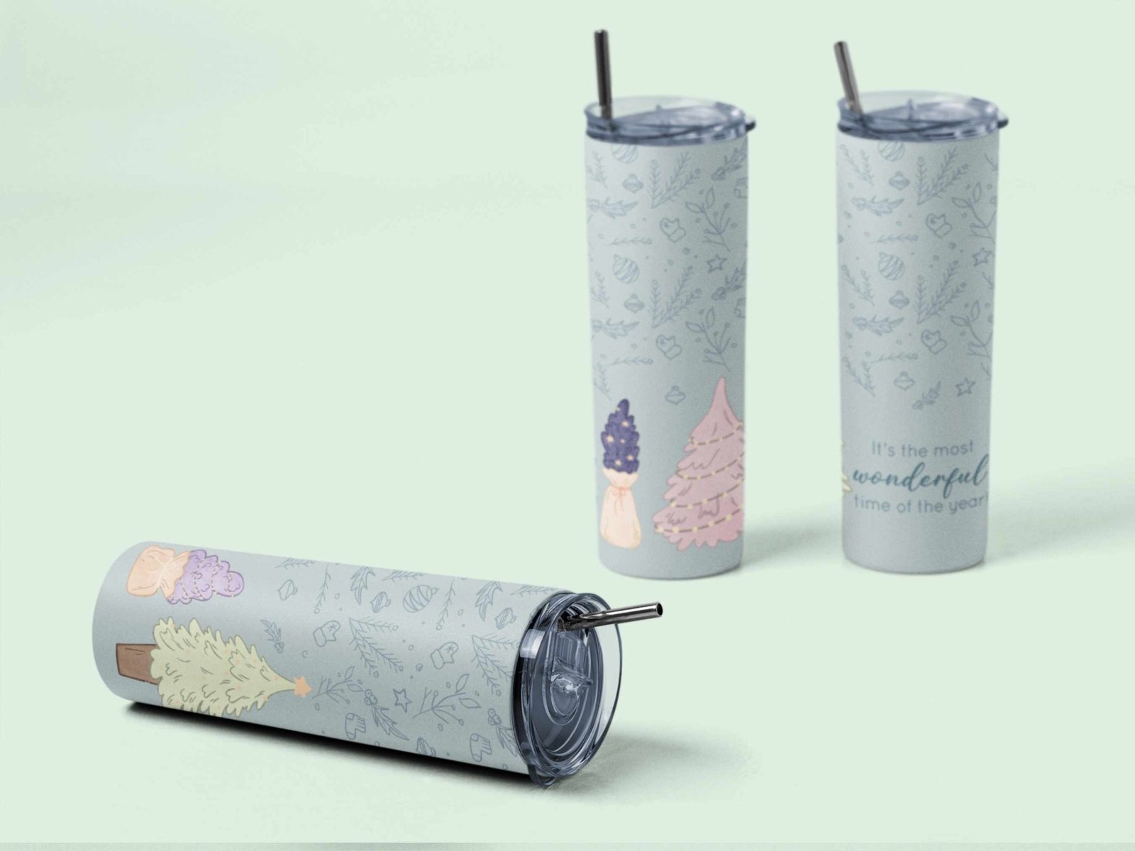 Best Time of the Year Christmas skinny tumbler 20oz with festive holiday design and reusable straw