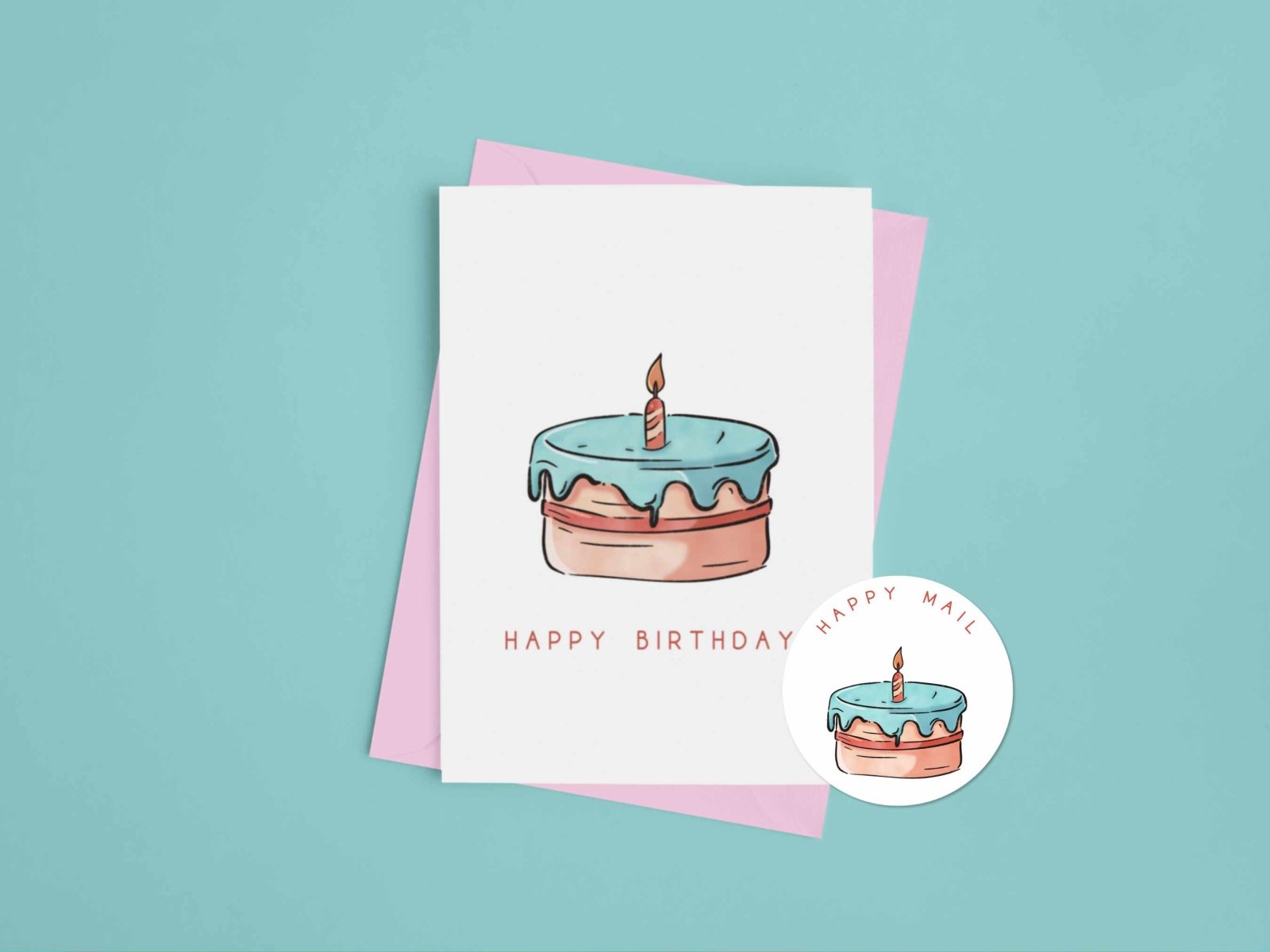 Birthday Cake Happy Birthday Card - Greeting Cards - UpperRoomPrints